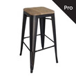 Ε5190W,10N RELIX Wood Σκαμπό Bar-Pro, Μέταλλο Βαφή Antique Black, Απόχρωση Ξύλου Natural Oak