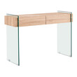 ΕΜ841,1 GLASSER Wood Κονσόλα Διάφανο Γυαλί 12mm - με Συρτάρια Απόχρωση Δρυς