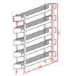 Βιβλιοθήκη Musha pakoworld μέταλλο μαύρο με oak απόχρωση 120x22x185εκ