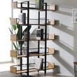Βιβλιοθήκη Musha pakoworld μέταλλο μαύρο με oak απόχρωση 120x22x185εκ