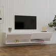 Έπιπλο τηλεόρασης επιτοίχιο Melosa pakoworld σε λευκή απόχρωση 141x30x31εκ