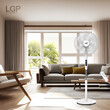 LGP ROUND BASE STAND FAN 16' 40CM 55W WITH REMOTE CONTROL AND TIMER WHITE