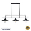 GloboStar® REGAL 01009 Vintage Φωτιστικό Οροφής Ράγα Τρίφωτο 3 x E27 IP20 Μαύρο Μέταλλο - Μ110 x Π26 x Υ75cm