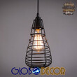 GloboStar® DROPS 01059 Vintage Κρεμαστό Φωτιστικό Πλέγμα Πολύφωτο 6 x E27 IP20 Μαύρο Μέταλλο - 120cm