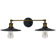 GloboStar® MINIMALL 01069 Vintage Επιτοίχιο Φωτιστικό Απλίκα Δίφωτο 2 x E27 IP20 Μαύρο & Χρυσό Μέταλλο - Μ30 x Π60 x Υ18cm
