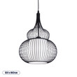 GloboStar® REA 01199 Μοντέρνο Κρεμαστό Φωτιστικό Πλέγμα Μονόφωτο 1 x E27 IP20 Μαύρο Μέταλλο με Λευκό Ύφασμα - Μ31 x Π31 x Υ42cm