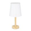 GloboStar® NAPHIE 01208 Κλασσικό Επιτραπέζιο Φωτιστικό Πορτατίφ Μονόφωτο 1 x E27 IP20 Μπεζ Ξύλο με Λευκό Ύφασμα - Μ21 x Π21 x Υ42cm