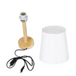 GloboStar® NAPHIE 01208 Κλασσικό Επιτραπέζιο Φωτιστικό Πορτατίφ Μονόφωτο 1 x E27 IP20 Μπεζ Ξύλο με Λευκό Ύφασμα - Μ21 x Π21 x Υ42cm