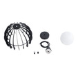 GloboStar® INGLEY 01226 Μοντέρνο Κρεμαστό Φωτιστικό Πλέγμα Μονόφωτο 1 x E27 IP20 Μαύρο Μέταλλο με Λευκό Γυαλί - Μ26 x Π26 x Υ21cm