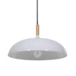 GloboStar® VALLETE 01256 Μοντέρνο Κρεμαστό Φωτιστικό Καμπάνα Μονόφωτο 1 x E27 IP20 Λευκό Μέταλλο με Μπεζ Ξύλο - Μ45 x Π45 x Υ27cm