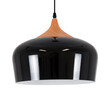 GloboStar® VILI 01261 Μοντέρνο Κρεμαστό Φωτιστικό Καμπάνα Μονόφωτο 1 x E27 IP20 Μαύρο Μέταλλο με Μπεζ Ξύλο - Μ35 x Π35 x Υ27cm