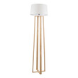 GloboStar® TOWER 01264 Μοντέρνο Επιδαπέδιο Φωτιστικό Μονόφωτο 1 x E27 IP20 Μπεζ Ξύλο με Λευκό Ύφασμα - Μ40 x Π40 x Υ166cm