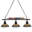 GloboStar® BILLIARD SERIES 01280 Vintage Κρεμαστό Φωτιστικό Φιγούρα Τρίφωτο 3 x E27 IP20 Mαύρο Μέταλλο με Μελί Γυαλί - Μ96 x Π25 x Υ30cm