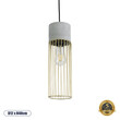 GloboStar® DURANT 01322 Μοντέρνο Κρεμαστό Φωτιστικό Πλέγμα Μονόφωτο 1 x E27 IP20 Γκρι Τσιμέντο με Χρυσό Μέταλλο - Μ12 x Π12 x Υ40cm