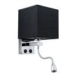 GloboStar® ELEGANT 01494 Μοντέρνο Επιτοίχιο Φωτιστικό Απλίκα με LED Βραχίονα Δίφωτο 1 x E27 IP20 Μαύρο Ύφασμα με Ασημί Μέταλλο - Μ17 x Π21 x Υ43cm