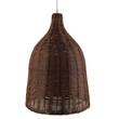 GloboStar® BAHAMAS 01367 Boho Κρεμαστό Φωτιστικό Καμπάνα Μονόφωτο 1 x E27 IP20 Καφέ Ξύλο - Μ30 x Π30 x Υ40cm