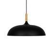 GloboStar® VALLETE 01258 Μοντέρνο Κρεμαστό Φωτιστικό Καμπάνα Μονόφωτο 1 x E27 IP20 Μαύρο Μέταλλο με Μπεζ Ξύλο - Μ45 x Π45 x Υ27cm