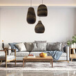 GloboStar® SANTORINI 01292 Boho Κρεμαστό Φωτιστικό Καμπάνα Μονόφωτο 1 x E27 IP20 3D Καφέ Χαρτί - Μ30 x Π30 x Y30cm