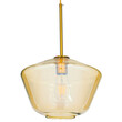 GloboStar® AMARIS 00870 Μοντέρνο Κρεμαστό Φωτιστικό Ανάρτηση Μονόφωτο 1 x E27 IP20 Μελί Γυαλί με Χρυσό Μέταλλο - Μ30 x Π30 x Y22cm