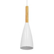 GloboStar® DILLON 00876 Μοντέρνο Κρεμαστό Φωτιστικό Καμπάνα Μονόφωτο 1 x E27 IP20 Λευκό Μέταλλο με Μπεζ Ξύλο - Μ11 x Π11 x Υ36cm