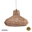 GloboStar® JENSON 00910 Boho Κρεμαστό Φωτιστικό Καμπάνα Μονόφωτο 1 x E27 IP20 Μπεζ Σχοινί - Μ38 x Π38 x Υ24cm