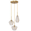 GloboStar® AMARIS 00978 Μοντέρνο Κρεμαστό Φωτιστικό Ανάρτηση Τρίφωτο 3 x E27 IP20 Χρυσό Μέταλλο με Μελί Γυαλί - Μ50 x Π50 x Y30cm