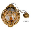 GloboStar® ETOILE 00987 Vintage Κρεμαστό Φωτιστικό Μπάλα Μονόφωτο 1 x E27 IP20 Μπρούτζινο & Χρυσό Μέταλλο με Μελί Γυαλί - Μ28 x Π28 x Y38cm