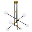 GloboStar® VELVET 00994 Μοντέρνο Φωτιστικό Οροφής Πλέγμα Πολύφωτο 6 x G9 IP20 Μαύρο & Χρυσό Μέταλλο με Λευκό Γυαλί - Μ80 x Π80 x Υ85cm