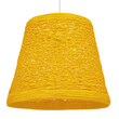 GloboStar® PLAYROOM 00998 Vintage Κρεμαστό Φωτιστικό Καμπάνα Μονόφωτο 1 x E27 IP20 Κίτρινο Rattan - Μ32 x Π32 x Υ27cm