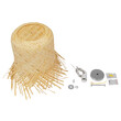 GloboStar® HAWAII 01103 Boho Κρεμαστό Φωτιστικό Καμπάνα Μονόφωτο 1 x E27 IP20 Μπέζ Ξύλο - Μ40 x Π40 x Y43cm