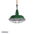 GloboStar® CRANE 01408 Vintage Κρεμαστό Φωτιστικό Μονόφωτο Καμπάνα 1 x E27 IP20 Πράσινο & Λευκό Μέταλλο με Μπεζ Σχοινί - Μ36 x Π36 x Y31cm