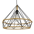 GloboStar® FLUTED 01422 Vintage Κρεμαστό Φωτιστικό Πλέγμα Μονόφωτο 1 x E27 IP20 Μαύρο Μέταλλο με Μπεζ Σχοινί - Μ50 x Π50 x Y44cm
