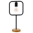 GloboStar® HONOR SQUARE 01435 Μοντέρνο Επιτραπέζιο Φωτιστικό Πορτατίφ Μονόφωτο 1 x E27 IP20 Μαύρο Μέταλλο με Μπεζ Ξύλο - Μ20 x Π20 x Υ42cm