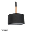 GloboStar® BRONX 01517 Μοντέρνο Κρεμαστό Φωτιστικό Καπέλο Μονόφωτο 1 x E27 IP20 Μαύρο Ύφασμα με Μπεζ Ξύλο - Μ35 x Π35 x Υ50cm