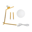 GloboStar® ELFIS 01551 Μοντέρνο Επιτραπέζιο Φωτιστικό Πορτατίφ Μονόφωτο 1 x E27 IP20 Χρυσό Μέταλλο με Λευκό Γυαλί - Μ15 x Π15 x Υ53cm