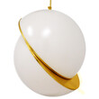 GloboStar® HUDSON 01555 Μοντέρνο Κρεμαστό Φωτιστικό Μπάλα Μονόφωτο 1 x E27 IP20 Λευκό Πλαστικό & Χρυσό Μέταλλο - Μ30 x Π30 x Υ34cm