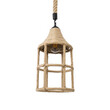 GloboStar® YUBA 01612 Boho Κρεμαστό Φωτιστικό Πλέγμα Μονόφωτο 1 x E27 IP20 Μπεζ Σχοινί - Μ22 x Π22 x Y40cm