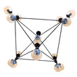 GloboStar® SENTINEL 01637 Μοντέρνο Φωτιστικό Οροφής Πλέγμα Πολύφωτο 15 x E27 IP20 Μαύρο Μέταλλο με μελί Γυαλί - Μ150 x Π150 x Υ115cm