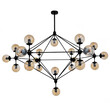GloboStar® SENTINEL 01638 Μοντέρνο Φωτιστικό Οροφής Πλέγμα Πολύφωτο 21 x E27 IP20 Μαύρο Μέταλλο με μελί Γυαλί - Μ170 x Π170 x Υ136cm