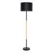 GloboStar® ASHLEY 00824 Μοντέρνο Επιδαπέδιο Φωτιστικό Μονόφωτο 1 x E27 IP20 Μαύρο Μέταλλο, Μαύρο Ύφασμα με Μπεζ Ξύλο - Μ40 x Π40 x Υ145cm
