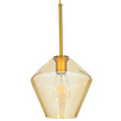 GloboStar® AMARIS 00869 Μοντέρνο Κρεμαστό Φωτιστικό Ανάρτηση Μονόφωτο 1 x E27 IP20 Μελί Γυαλί με Χρυσό Μέταλλο - Μ22 x Π22 x Y22cm