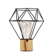 GloboStar® ANTLER 01441 Επιτραπέζιο Φωτιστικό Πορτατίφ LED -W -lm -° DC 5V IP20 Θερμό Λευκό 3000K Μαύρο Μέταλλο με Μπεζ Ξύλο - Μ19 x Π19 x Υ23cm - 2 Xρόνια Εγγύηση