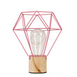 GloboStar® ANTLER 01442 Επιτραπέζιο Φωτιστικό Πορτατίφ LED -W -lm -° DC 5V IP20 Θερμό Λευκό 3000K Ροζ Μέταλλο με Μπεζ Ξύλο - Μ19 x Π19 x Υ23cm - 2 Xρόνια Εγγύηση