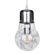 GloboStar® LAMP 01676 Μοντέρνο Κρεμαστό Φωτιστικό Φιγούρα Μονόφωτο 1 x E27 IP20 Ασημί Μέταλλο με Διάφανο Γυαλί - Μ15 x Π15 x Υ27cm