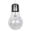 GloboStar® LAMP 01677 Μοντέρνο Κρεμαστό Φωτιστικό Φιγούρα Μονόφωτο 1 x E27 IP20 Ασημί Μέταλλο με Διάφανο Γυαλί - Μ30 x Π30 x Υ52cm