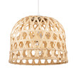 GloboStar® MANGEA 00715 Boho Κρεμαστό Φωτιστικό Πλέγμα Μονόφωτο 1 x E27 IP20 Μπεζ Ξύλο - Μ35 x Π35 x Υ22cm