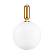 GloboStar® MAVERICK 00940 Μοντέρνο Κρεμαστό Φωτιστικό Μπάλα Μονόφωτο 1 x E27 IP20 Χρυσό Μέταλλο με Λευκό Γυαλί - Μ30 x Π30 x Υ48cm