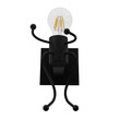 GloboStar® FIGURE 10001388 Μοντέρνο Επιτοίχιο Φωτιστικό Απλίκα Μονόφωτο 1 x E27 IP20 Μαύρο Μέταλλο - Μ12 x Π19 x Υ17cm