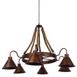 GloboStar® CAMELOT 01191 Vintage Κρεμαστό Φωτιστικό Ανάρτηση Πολύφωτο 6 x E27 IP20 Χάλκινο Μέταλλο με Μπεζ Σχοινί - Μ92 x Π92 x Υ118cm