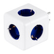 GloboStar® TRAVEL PowerCube PRO Certified 79629 Πολύπριζο 5 Θέσεων με 5 Πρίζες Ασφαλείας Childproof EU Schuko AC 220-240V Μ7.5 x Π11.5 x Υ7.5 - Λευκό με Μπλε - Max Load 3680W/16A